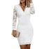 Elegant Ladies Wrap Bodycon Dress with Soft Lace Long Sleeves for Parties and Daily Wear